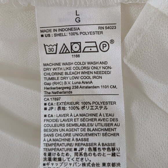 BANANA REPUBLIC Cream White Sheer Chiffon Pleated Button Blouse; Size L - Picture 4 of 4